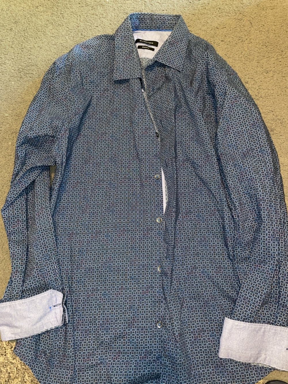 Bugatchi Blue Geometric Button-Up Shirt